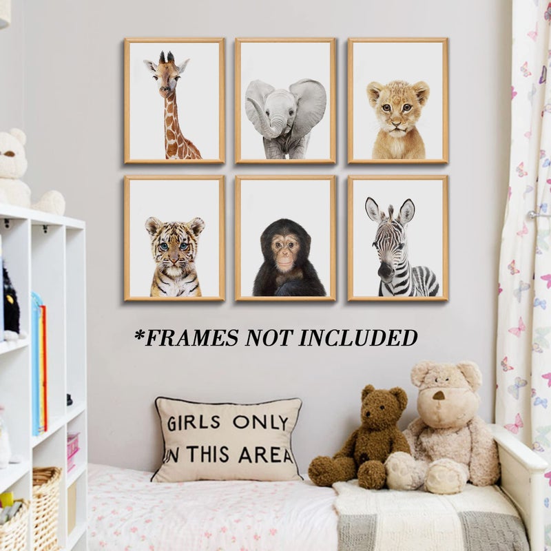 calmart Set of 6 Baby Safari Nursery Wall Decor - Picture Cute Animal Wall Prints on Canvas  under 20 dollars gifts for Baby Boys and Girls Room  UNFRAMED Wall Art(8 x 10 inch) - Image 5